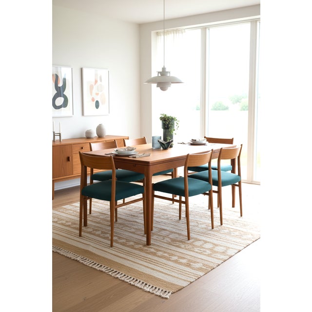 Wood Dining Chairs Model 418 in Teak and Green Wool Upholstery by Arne Vodder for Sibast, 1960s, Set of 4 For Sale - Image 7 of 18