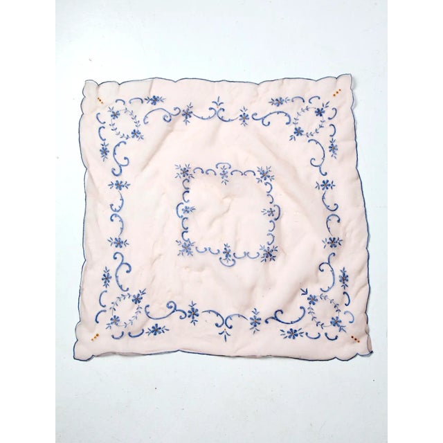 Textile Vintage Art Nouveau Pink Table Cloth With Embroidery For Sale - Image 7 of 7