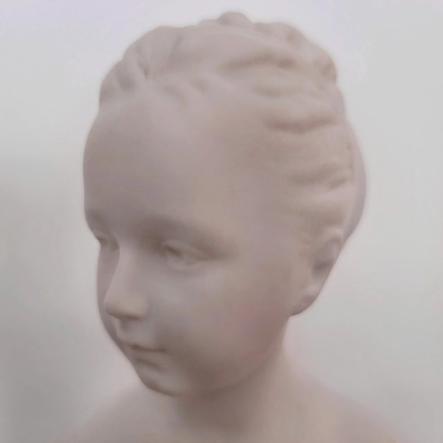 Antique White Limoges Bisque Porcelain Brongniart Children Busts After Houdon by Tharaud, a Pair For Sale - Image 8 of 13