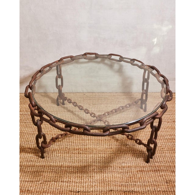 Postmodern Vintage Brutalist Linked Chain Coffee Table For Sale - Image 3 of 14