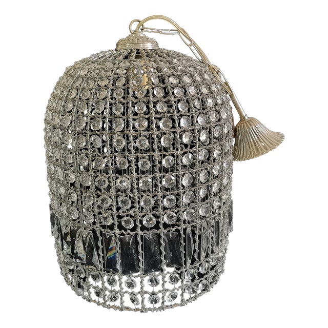 Vintage Glass Pendant Light, 1950s For Sale