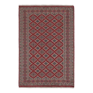 Vintage Bokhara Rug, RIch Red With Pink Geometric Patterns - Rug & Kilim For Sale