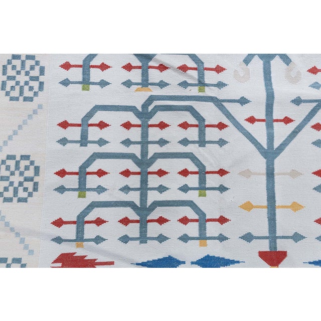 "Boscage" Contemporary Dhurrie White Cotton Carpet by Doris Leslie Blau For Sale - Image 4 of 9
