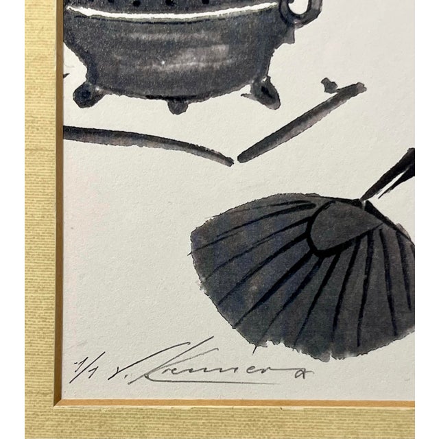 Japanese Vintage Limited Edition 1/1 Japanese-Inspired Ink Print – Signed & Zen Imagery For Sale - Image 3 of 10