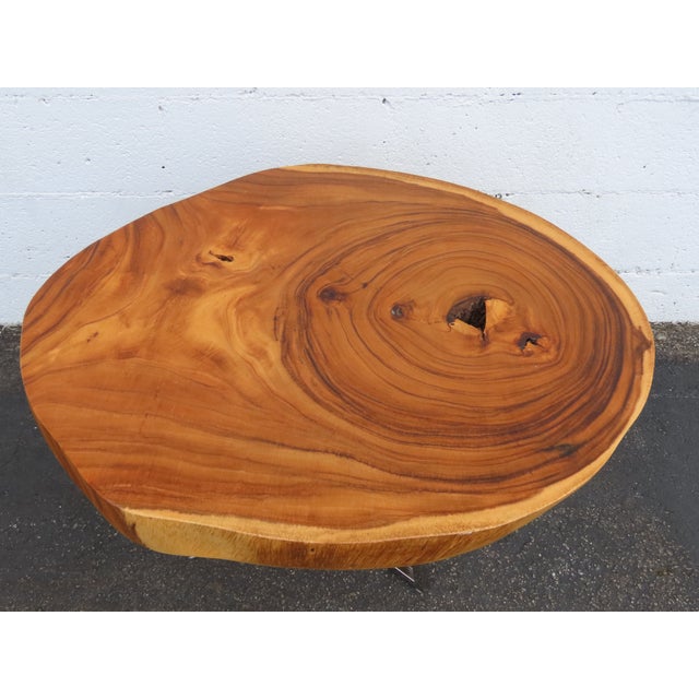 Rustic Natural Live Edge Wood Tree Slice Side Small End Coffee Table 6890 For Sale - Image 9 of 17