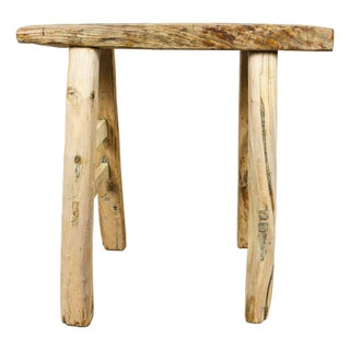 Vintage Rustic Stool in Elm For Sale