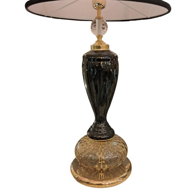 Black and Gold Murano Glass Lamps, 1950s, Set of 2 For Sale - Image 3 of 6