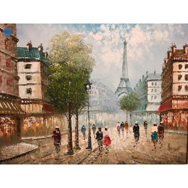 Late 20th Century Late 20th Century Paris Oil on Canvas, Signed For Sale - Image 5 of 5