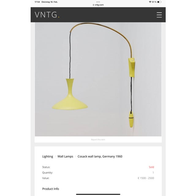 Mid-Century Modern Wall Lamp from Cosack, 1960s For Sale - Image 4 of 17