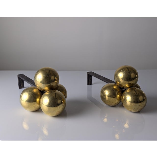Bronze and Wrought Iron Andirons by Jacques Adnet, 1930s, Set of 2 For Sale - Image 6 of 10