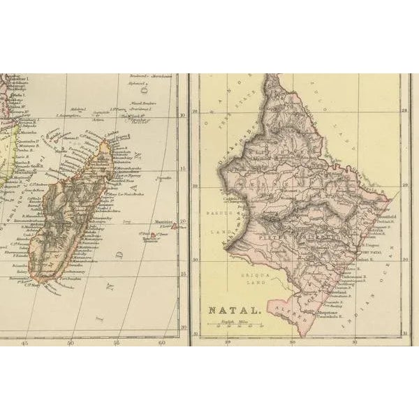Paper Antique Map of Africa with Insets of Mauritius, Reunion and Natal, 1882 For Sale - Image 7 of 9