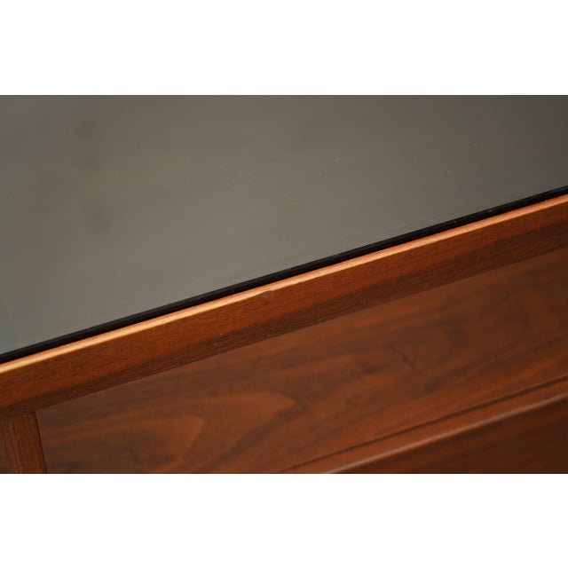 1960s John Keal Brown Saltman Mid-Century Modern Coffee Table W Smoked Glass Top For Sale - Image 12 of 16