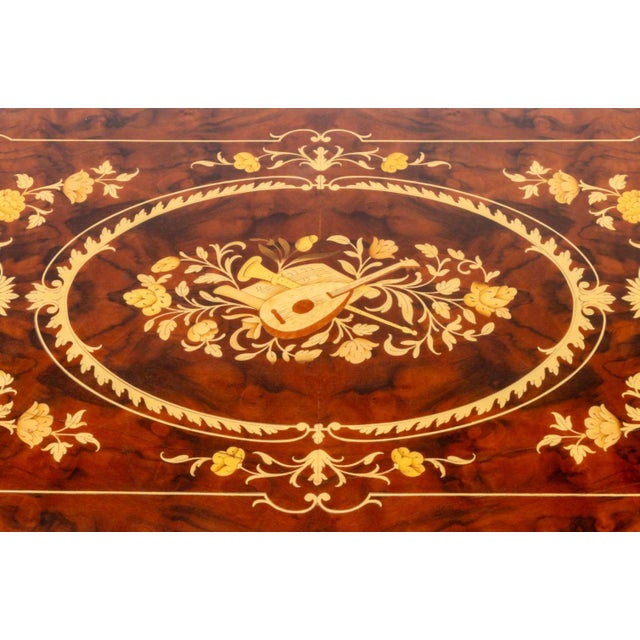 Italian Burlwood and Marquetry Drop Leaf Bar Cart For Sale - Image 4 of 10