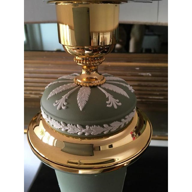 Postmodern Green Porcelain and Brass Table Lamp, Italy, 1970s For Sale - Image 11 of 18