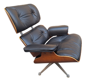 Vintage Lounge Chair in Black Leather by Charles Eames and Ray Eames for Herman Miller, 1960s