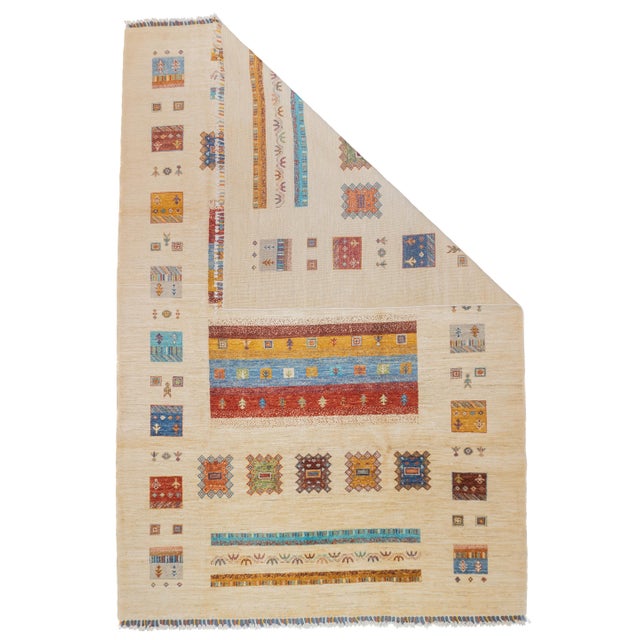 Contemporary Gabbeh Rug 6'7'' x 9'9''. Wool pile rugs, usually scatter formats, woven by the Qashghai tribes of SW Persia...