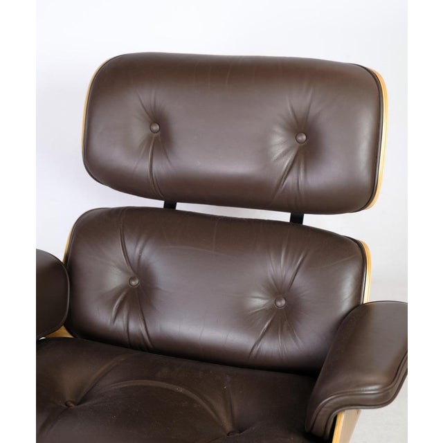 Brown Lounge Chair in Brown Leather & Light Walnut by Charles Eames for Herman Miller, 2007 For Sale - Image 8 of 10