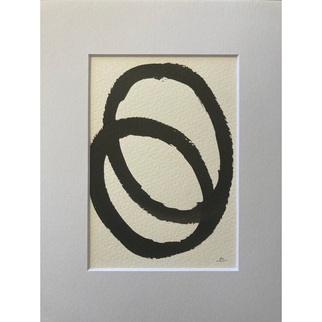 Mid-Century Modern Abstract Circles - Original Pen and Ink Painting on Paper by Stephanie Cate For Sale - Image 3 of 4