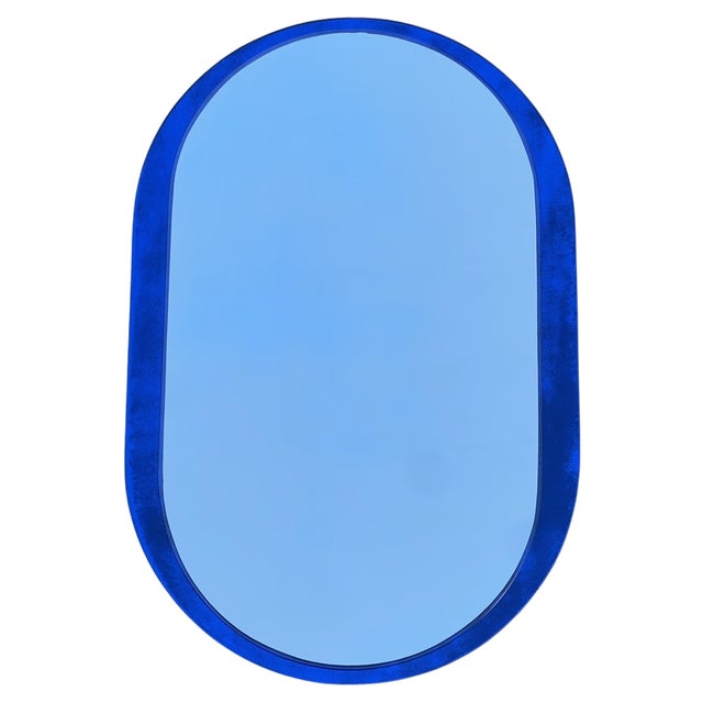 Mid-Century Modern Cobalt Blue Wall Mirror from Veca, Italy For Sale