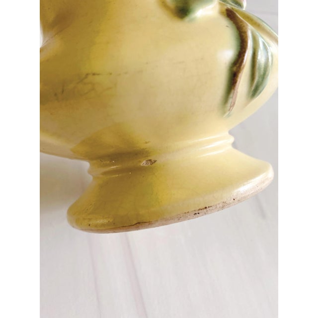 Ceramic Vintage McCoy Yellow Floral Pottery Urn Flower Vase For Sale - Image 7 of 9