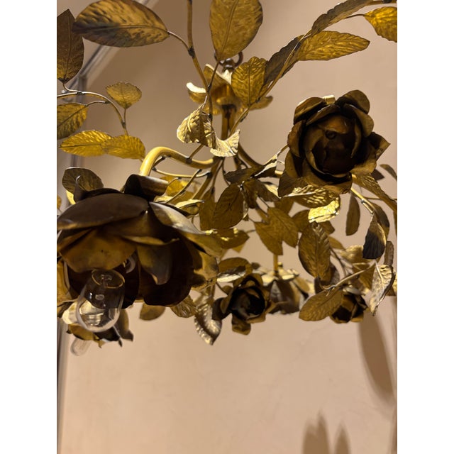 1950s Tole Italian Chandelier From Florence in Brass For Sale In New York - Image 6 of 6