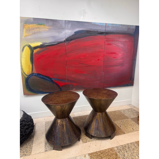 Abstract Monumental Abstract Triptych – Hand-Painted Acrylic on Canvas – Palm Beach Estate – 108” X 60 For Sale - Image 3 of 10