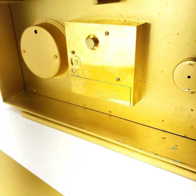 Vintage Neiman Marcus Gold Brass Barometer & Thermometer Mantel Clock