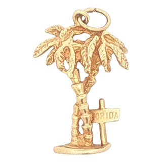 Late 20th Century 14k Gold Florida Palm Tree Charm For Sale
