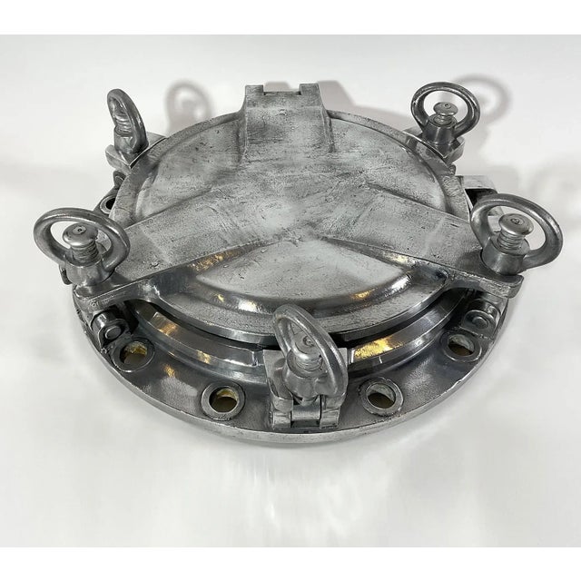 1950s Original Aluminum Ships Porthole with Solid Door For Sale - Image 5 of 9