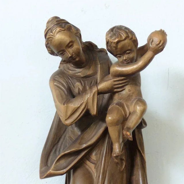Religious Wall Carving of Mary with Child, in Flawless conditions. Designed 1920 to 1949