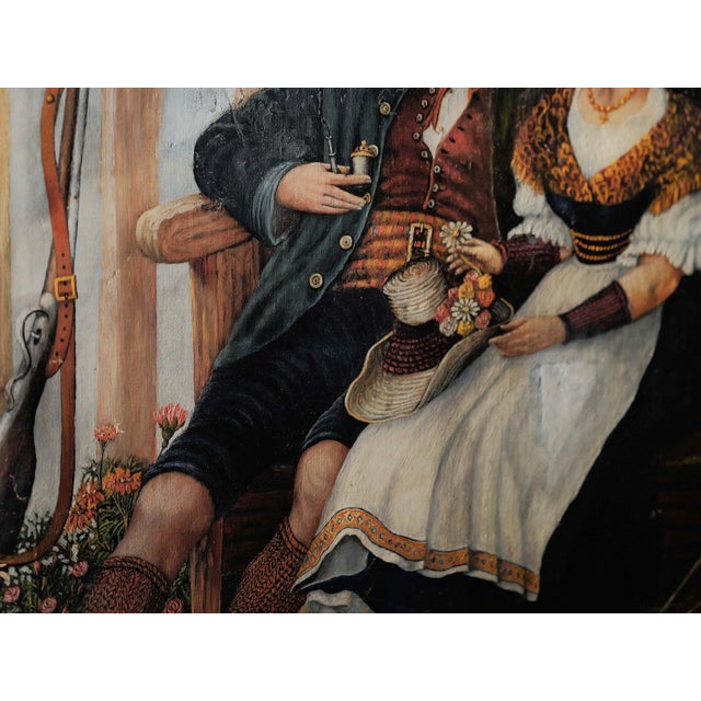 Unknown, Bavarian Couple, 1880, Oil on Canvas For Sale - Image 9 of 16