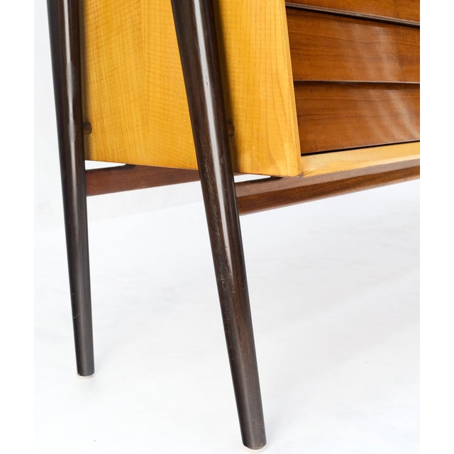 Mid-Century Modern Bi Level Long Credenza Server Dresser Cabinet Ebonized Legs For Sale - Image 9 of 18