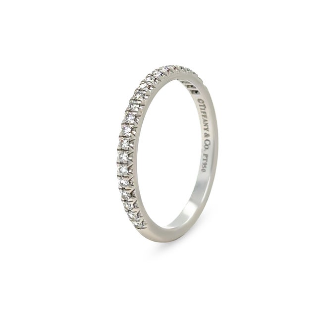 Tiffany and Co. Tiffany & Co. Platinum Soleste Half Eternity Ring 0.17ct 3g, Size 6.25 For Sale - Image 4 of 8