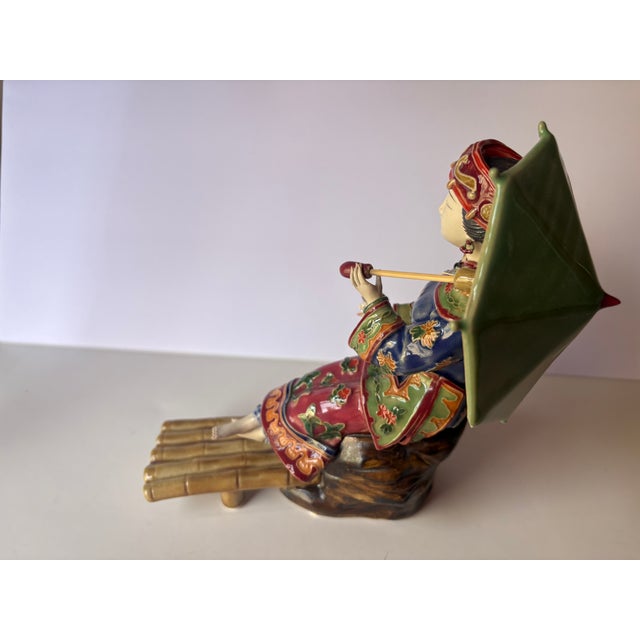 Vintage Chinese Shi Wan Porcelain Figurine Titled Ancient "Palace Princess" For Sale - Image 4 of 7