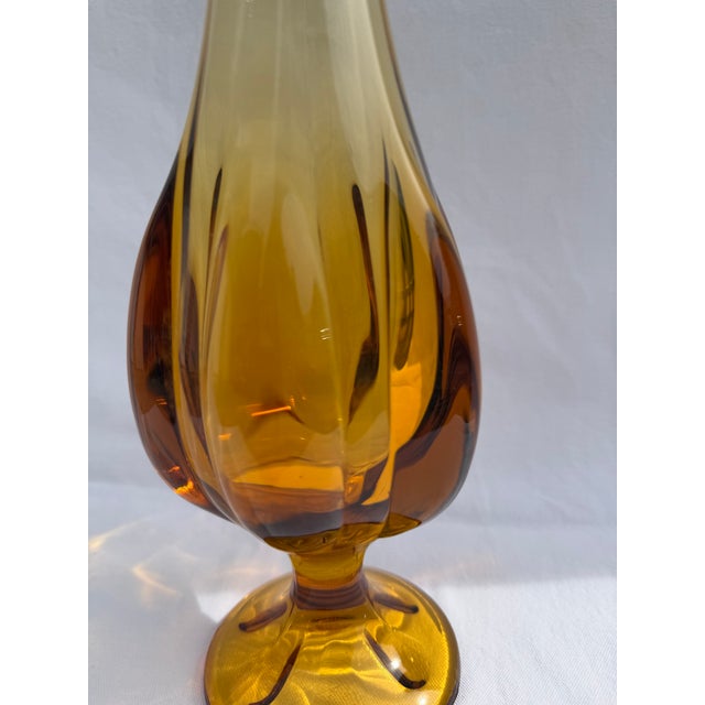 Mid 20th Century Vintage Mid-Century Viking Epic Line Amber Six-Petal Art Glass Swung Vase For Sale - Image 5 of 9