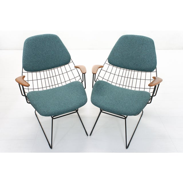 Wood Set of FM06 Wire Lounge Armchairs by Cees Braakman & Adriaan Dekker for Pastoe For Sale - Image 7 of 15