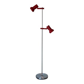 Red Metal Dual Shade Floor Lamp Mid-Century Modern 1970s For Sale