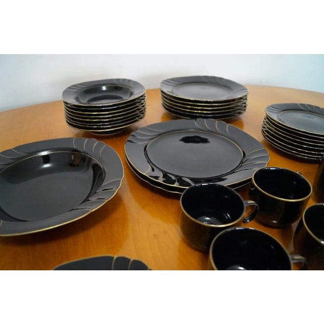 Metal 1980’s Art Deco Hollywood Regency 43-Piece Ranmaru China Dinnerware Set For Sale - Image 7 of 12