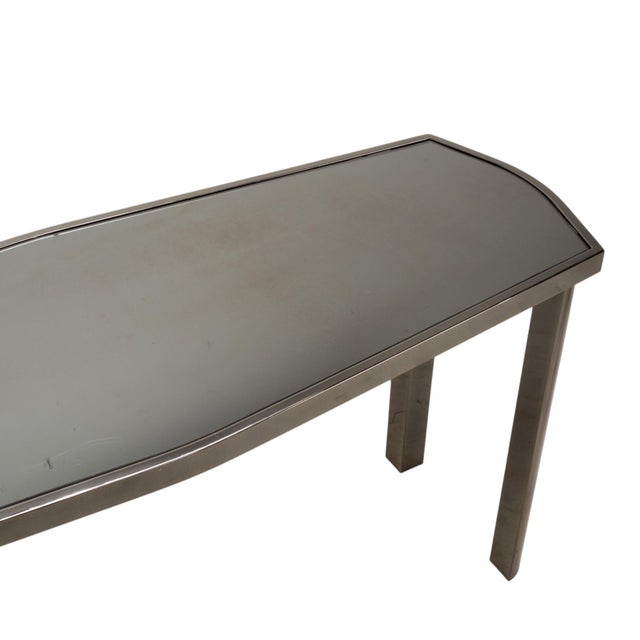 1970s 1970s Dia Design Institute America Smoked Glass and Chrome Sofa Console Table For Sale - Image 5 of 17