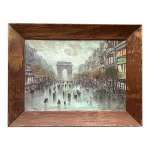 Vintage 1960’s Oil Painting of the Arc De La Triumphe in Paris