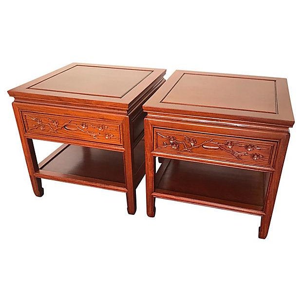 Chinese Rosewood HandCarved Nightstands a Pair Chairish