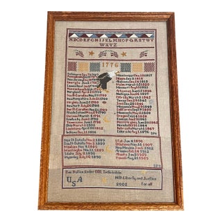 Vintage Framed Cross-Stitch 1776 Sampler For Sale