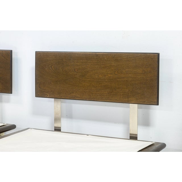 A pair of Modernica Case Study twin bed frames. This is a wonderful set of contemporary bed frames featuring a mid-century...