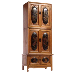 Tall Quing Dynasty Wood Cabinet With Chinoiserie Panels From China, 19th Century