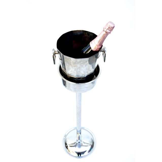 Art Deco Silver Geometric Champagne Chiller & Stand Chairish