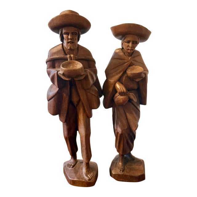 1930s The Travelers Hand Carved Wooden Folk Art For Sale
