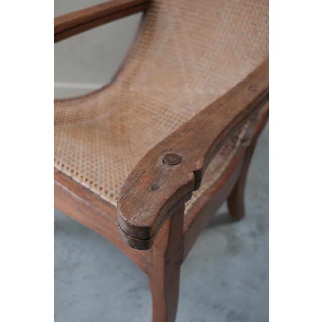 Lounge Chair with Cane Seat and Swing-Out Armrests, 1870s For Sale - Image 4 of 11