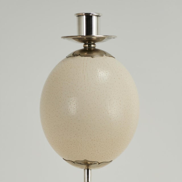 Pair of Mid Century Silver Plate Ostrich Egg and Frog Candlesticks by Antony Redmile For Sale - Image 12 of 15