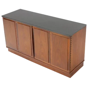 Mid-Century Modern Slate Top Petit Oiled Walnut Credenza