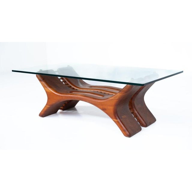 Wood Mid-Century Coffee Table in Wood and Glass, Italy, 1960s For Sale - Image 7 of 15